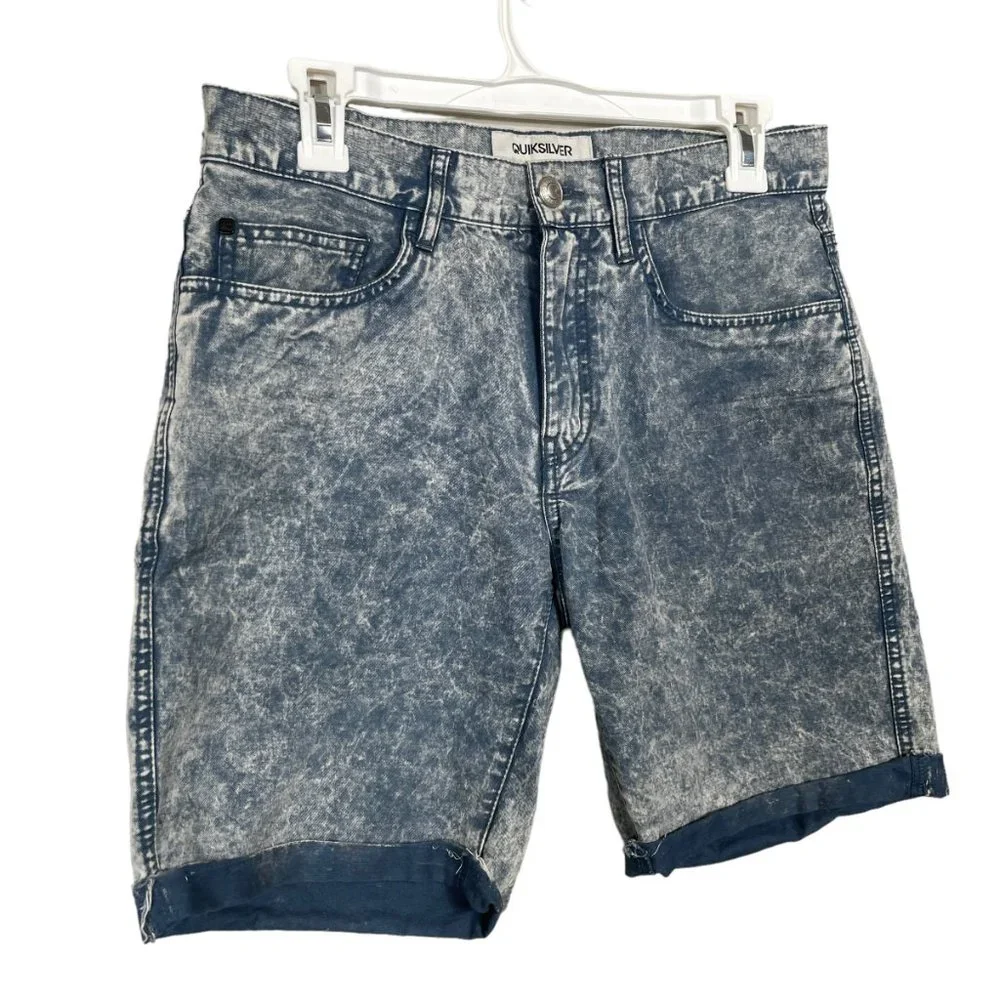 Quiksilver Shorts Mens 30 Blue Tie Dye Slim Surf Beach Summer 9